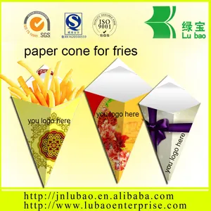 China fornecedor impresso crepe papel cone comida papel embalagem