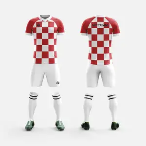 Bán Buôn Thăng Hoa Màu Đỏ Và Trắng Bóng Đá Jersey, Tùy Chỉnh Croatia Bóng Đá Bộ Đồng Phục Cho Đội