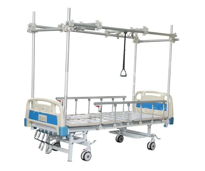 AG-OB001 Metalen Ziekenhuis Meubels Ijzer Vier Stille Medicatie Gebruikt Wielen Patiënt Ward Kamer Orthopedische Handmatige Lift Ziekenhuis Bed