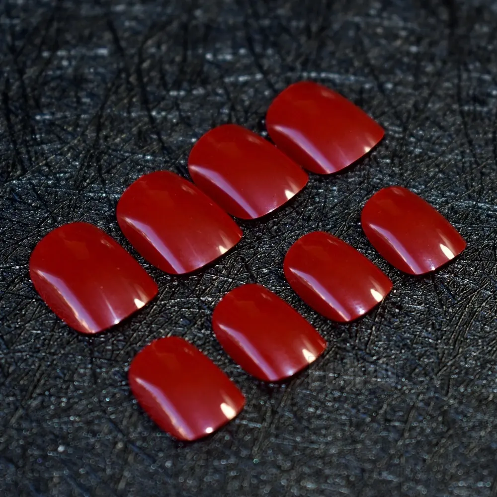 Gorgeous Dark Red Children Press On Nails Short Kids False Nails for Small Size Nail Carnival Style Festival Decoration F29-156K