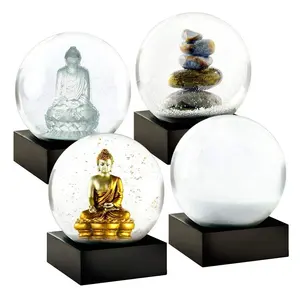 Custom paperweight Clear acrylic resin snow globes decoration ball with wooden base best gifts for friends festival wedding