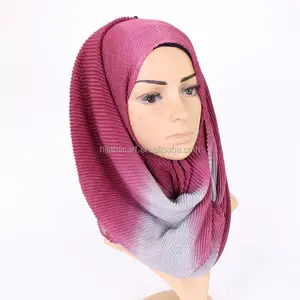 New 2019 Stretchy Fringed Headband Glitter Hijabs Muslim Woman Ombre Cotton Crinkle Scarf