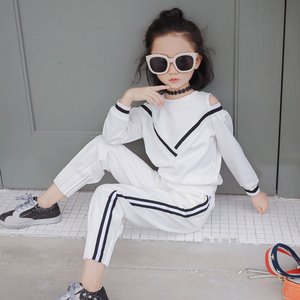 Pantalones bombachos de tela para niños, ropa para bebés, conjuntos de hombros descubiertos para <span class=keywords><strong>chicas</strong></span> - Product Image 1