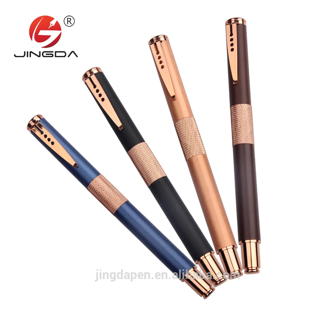 Business free samples metal gel pen logo Multicolor gift Rose gold metal roller pen