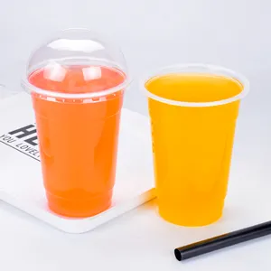 一次性透明 PP 泡沫茶塑料杯与圆顶平盖盖供应商制造商