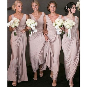 Long Women Modern Traditional V Neck Girls Bridesmaid Dress