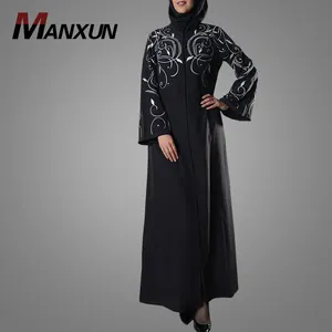 Venta al por mayor <span class=keywords><strong>de</strong></span> moda islámica Abaya <span class=keywords><strong>Mimi</strong></span> frente abierto bordado Kimono Jilbab Pakistán Jalabiya Maxi Vestido <span class=keywords><strong>de</strong></span> manga larga - Product Image 1