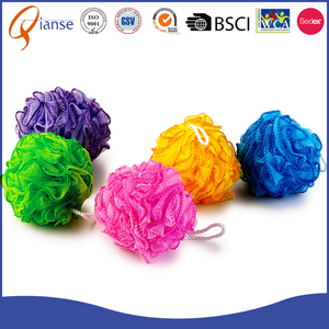 2017 <span class=keywords><strong>Amazon</strong></span> Proveedor Exfoliante Ducha Puff PE Malla Bolas con Cinta <span class=keywords><strong>de</strong></span> <span class=keywords><strong>Raso</strong></span> - Product Image 3