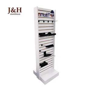 Aanpassen Retail Display Rack Melamine Afgewerkt MDF Dubbelzijdig Slatwall Display Stand