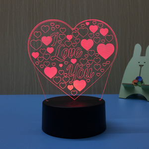 Creativo 3D ilusión <span class=keywords><strong>Anime</strong></span> acrílico 7 colores Sensor táctil interruptor negro Base colorida noche luz mesa escritorio lámpara de Navidad - Product Image 3