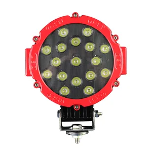 Lampu offroad LED kuat 7 inci 51w, lampu berkendara untuk offroad-merah hitam kuning-Super terang-pasokan pabrik