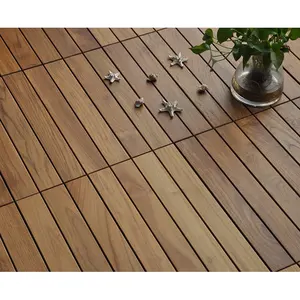 GREENVILLS DIY Interlocking deck tiles Burma Teak solid wood outdoor garden path decking