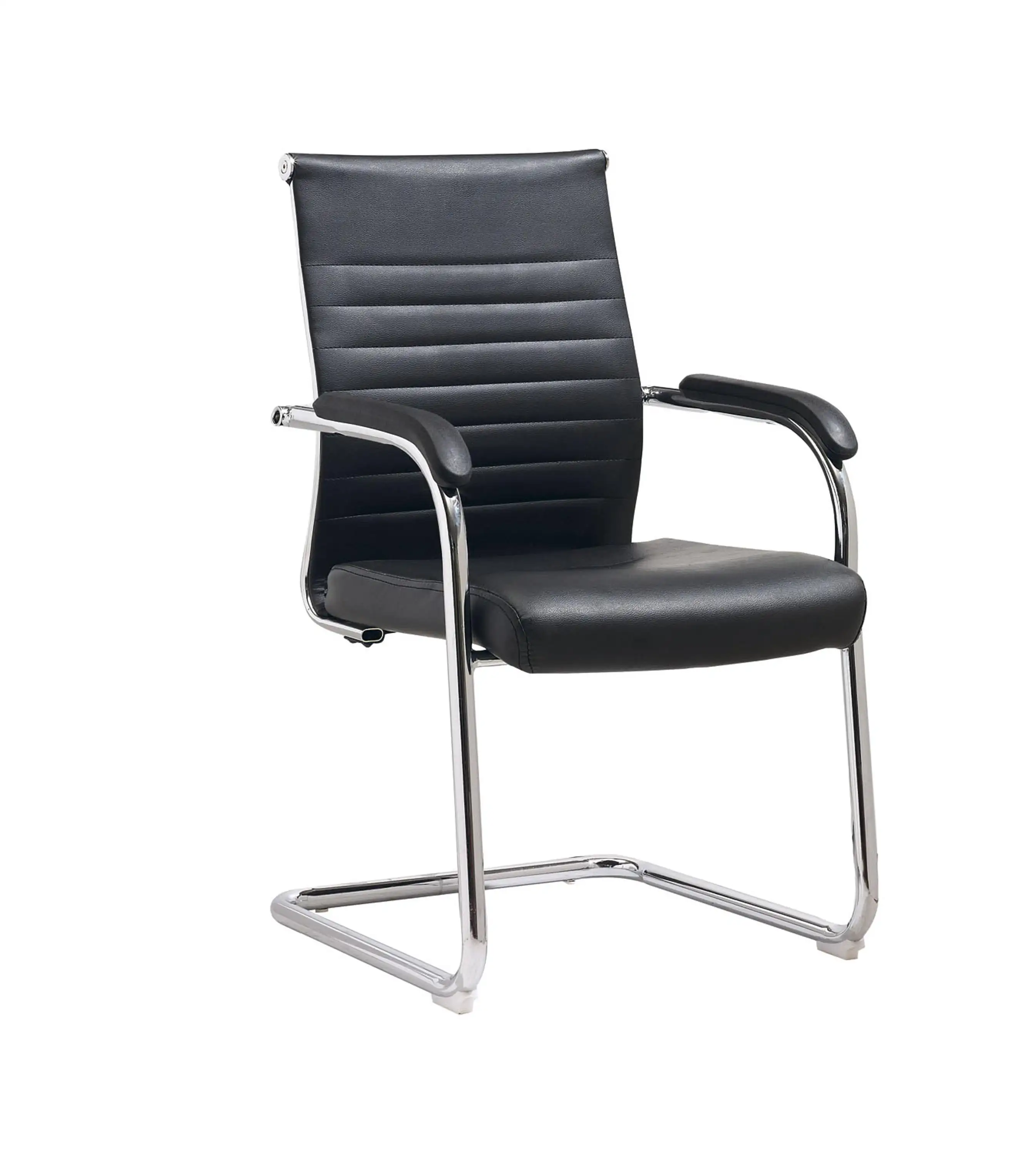 W640-2PU Fixed frame executive visitor chair mid-back leather office chair