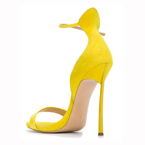 Estate nuovo design sexy <span class=keywords><strong>giallo</strong></span> cinturino <span class=keywords><strong>con</strong></span> fibbia alla caviglia 12cm tacchi alti open toe sandali da donna <span class=keywords><strong>scarpe</strong></span> - Product Image 2