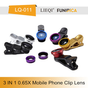 Universal kit de lentes, 0.65x gran angular ojo de pez macro teléfono celular lente de la cámara para smartphones - Product Image 6