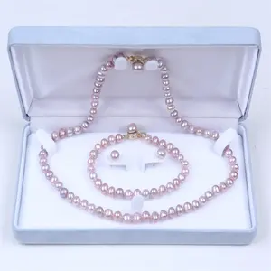 High quality necklace and bracelet earring pearl jewelry set