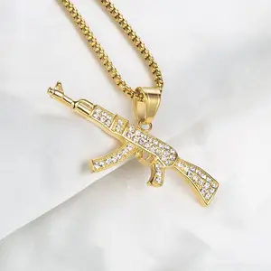 Marlary New Arrival Factory Sale High Quality Custom Hip Hop Cz Gold Machine Gun Pendant