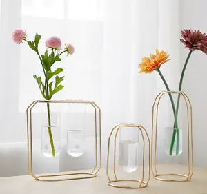 <span class=keywords><strong>Vaso</strong></span> in Vetro Trasparente Economico per Idroponica, Decorazione Casa e Matrimoni, <span class=keywords><strong>con</strong></span> Supporto Oro Rosa - Product Image 1