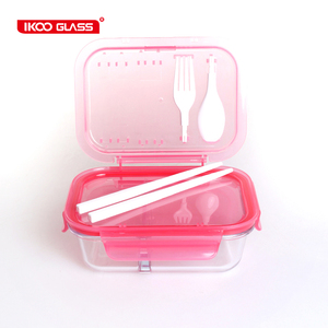 Ecológico de vidrio personalizada Bento almuerzo caja a prueba de fugas con <span class=keywords><strong>cubertería</strong></span> - Product Image 5