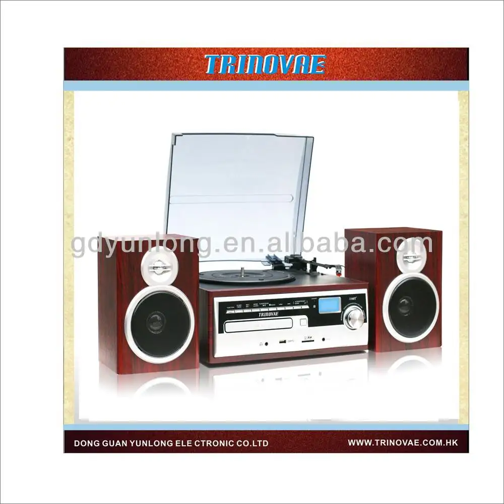 CDレコード & カセット & ラジオプレーヤー機能を備えたRETRO CHEAP高品質3スピードターンテーブルレコードプレーヤー