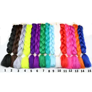 Usine professionnelle En Gros Jumbo Tresse Extensions De Cheveux Synthétiques 24 pouces Yaki Droite Tressage Cheveux pour Tresses Au Crochet