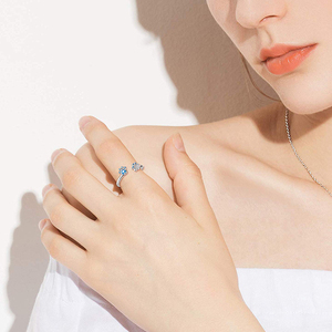 Daochong כלב מותאם אישית חתול טביעת רגל טבעת 925 סטרלינג כסף <span class=keywords><strong>Paw</strong></span> הדפסת מתכוונן טבעות - Product Image 3