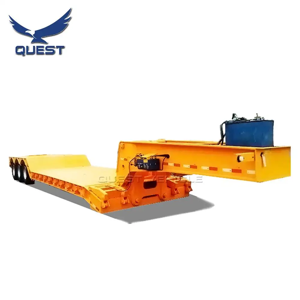 QUEST frontlader low boy goose neck 100ton 150 ton 3 achse 80ton schwanenhals tieflader anhänger