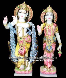 Estatua de pie de Radha Krishna de mármol blanco - Product Image 1