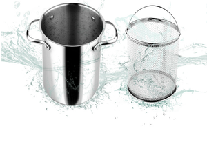 304สแตนเลสหม้อสต็อกเหล็กที่มีตะกร้าผักหน่อไม้ฝรั่ง - Product Image 3