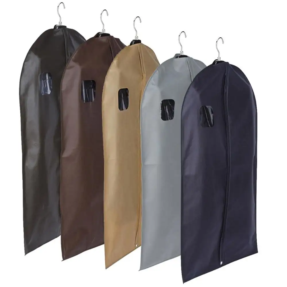 Wholesale Single Breathable GARMENT BAG Zippered Non-Woven Washable Eco-Friendly Hanging Clothes COVER