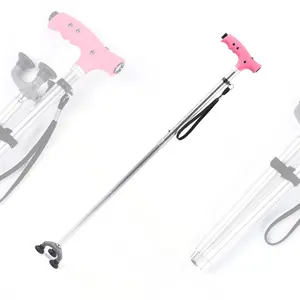 Custom Aluminum 3-section Tri-Base TPR Feet Rubber Tipscap Handles Led Light Stylish Walking Sticks Cane With Flashlight