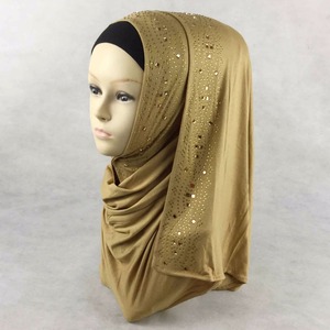 <span class=keywords><strong>Hijab</strong></span>スクエアラインストーンスパンコールイスラム教徒ジャージーヒジャブ女性 - Product Image 2