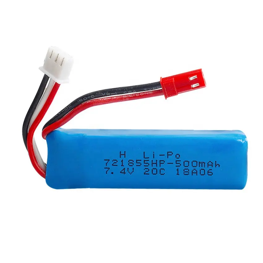 3.7V Helicopter Quadcopter RC High Rate Lipo Battery 721855 20C 500mAh JST Plug 