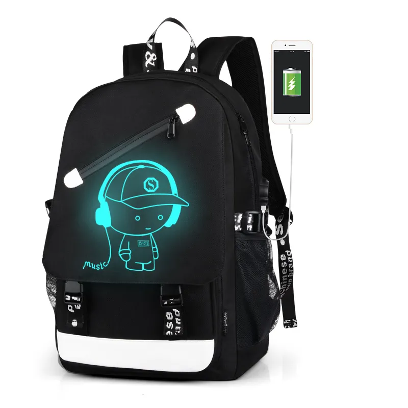 Water Resistant School Backpack USB Charging Port Canvas College Student Laptop Rucksack Fits 15.6 Inch Laptop