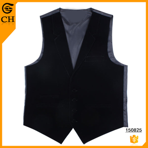 Polyester Velvet <strong>Black</strong> <strong>Vest</strong> Men - Product Image 3