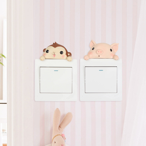 ROOGO Kwaii - Adhesivo Decorativo de Resina 3D con Forma de Animal para Interruptor de Luz, Decoración de Pared para Dormitorio Infantil, Diseño Art Deco, Artículo de Regalo Ecológico - Product Image 2