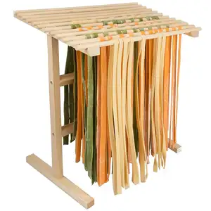 Pasta Drying Rack Wood Construction- 12 Feet Of Drying Space Folds Flat For Storage Bamboo Noodles Drying Rack