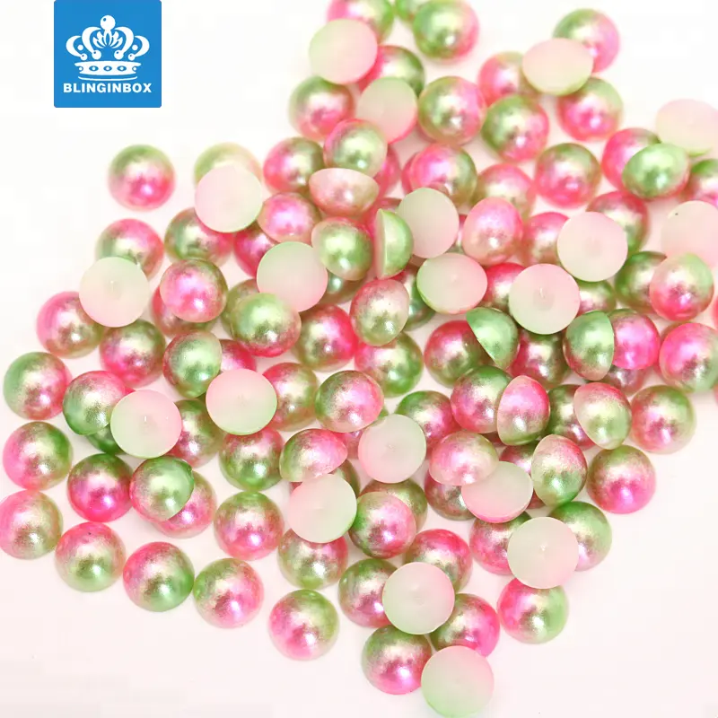 hot sale loose pearls black color 8mm half round pearl loose ABS/plastic half round bead for cellphone