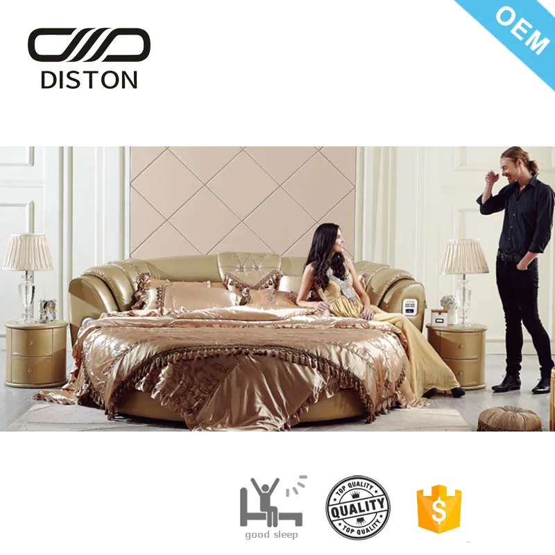 การออกแบบที่ทันสมัยหรูหราขนาดใหญ่คู่รักโรแมนติกเลือกเตียงกลมพร้อมลำโพง