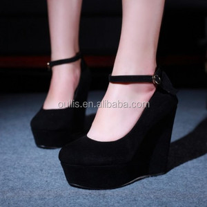 <span class=keywords><strong>Zapatos</strong></span> de tacón alto <span class=keywords><strong>con</strong></span> <span class=keywords><strong>cuña</strong></span>, color negro, elegantes, populares, CP6390 - Product Image 4