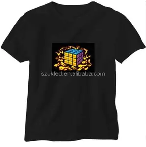 パーティー用インバーター付きカスタムライトアップTシャツ/サウンドアクティベートLED Tシャツ/エルフラッシングTシャツ