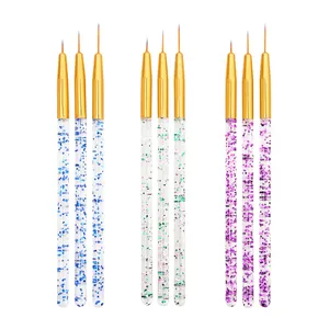 3 colors plastic glitter nail brush liners private label acrylic nail brush kolinsky hair germany acrylic nail brush