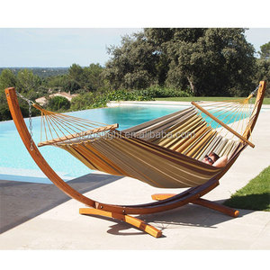 Hamaca doble <span class=keywords><strong>de</strong></span> algodón con soporte <span class=keywords><strong>de</strong></span> <span class=keywords><strong>madera</strong></span>, arco ensamblado, Patio, jardín, 13 pies - Product Image 1