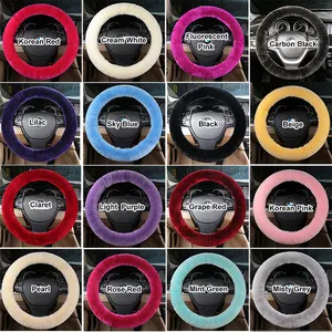 Nhà Máy Giá Bất Fur Fluffy Xe Chỉ Đạo Wheel Bìa Đối Với Auto Phụ Kiện Nội Thất Úc Merino Da Cừu Lông