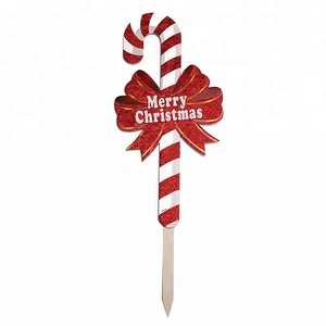 Wooden Christmas candy cane stake yard sign garden party <span class=keywords><strong>decoration</strong></span> - Product Image 1