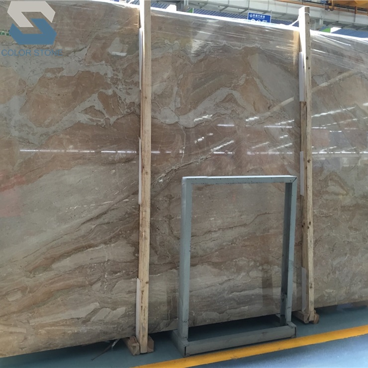 Полированные стеклянные мраморные плиты бежевого цвета с золотой зернистой ценой