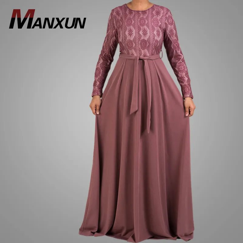 Abaya Model Baru Gaun Muslim Wanita Desain Renda Elegan Abaya Turki Arab Dubai Pakaian Muslim Modern