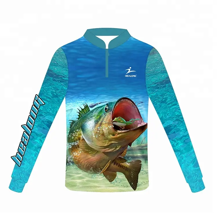 Healong 5xl de pesca Camisetas manga larga pesca jersey