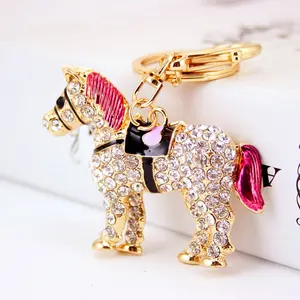 Unique Crystal Horse Rhinestone Metal Key Chains Holder HandBag Pendant Fashion Keyrings Keychains For Car Best Gift