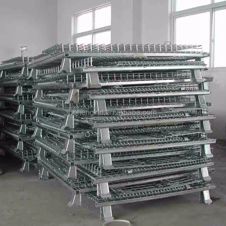 good Warehouse Foldable Iron Storage Cage Wire Mesh Containers